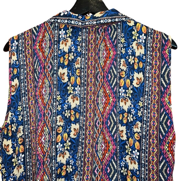SPENSE Woman Boho Floral Print Sleeveless Button Up Top‎ Blouse Size 1X - Picture 5 of 10